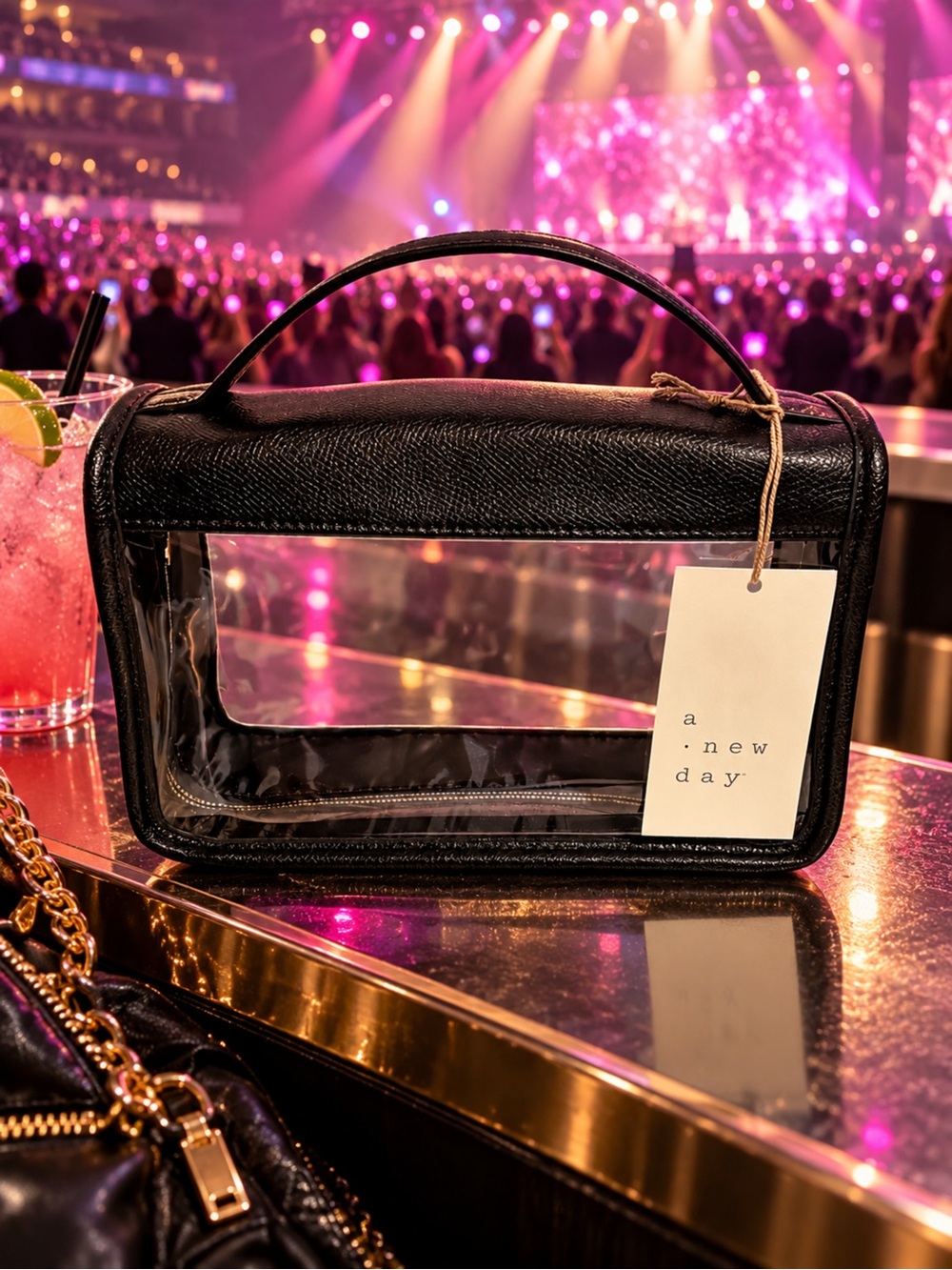 a new day Black Clear Window Mini Top-Handle Bag